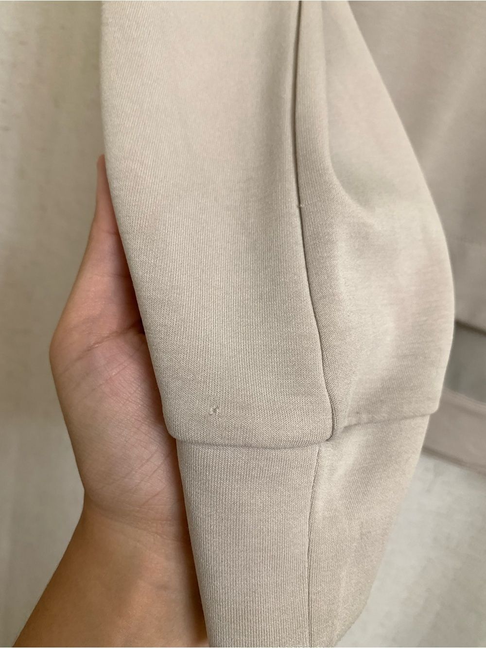 Athleta Seasoft Light Cream Taupe Raglan Crewneck Sweatshirt Peachfuzz XXS - Picture 6 of 10